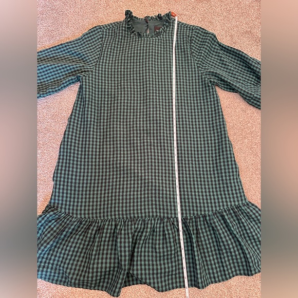 Donna Morgan Green Black Gingham Quarter Sleeve Flounce Hem Swiftie Dress Size 6 - Picture 9 of 12